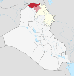 Location of the  Dahuk Province  (red)– in Iraq  (red, beige & light grey)– in the Kurdistan Region  (red & beige)