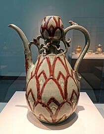 Ewer, Korea, Gangjin or Buan kilns, Goryeo period, mid 1200s AD, stoneware, copper-red pigment and white slip under celadon glaze - Freer Gallery of Art - DSC04868