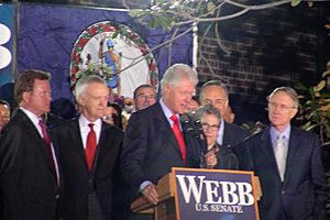 Former U.S. President Bill Clinton, Senate Minority Leader Harry Reid, Senator Chuck Schumer, and former Senator Bob Kerrey campaign for Jim Webb's bid for U.S. Senate in 2006