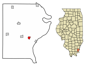Location of Shawneetown in Gallatin County, Illinois.