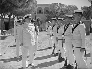 Henry Harwood inspects naval ratings Alexandria 1942 IWM A 13787