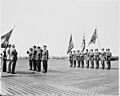 In a ceremony at the airport in Frankfort, Germany, President Harry S. Truman (third from left) presents... - NARA - 198695