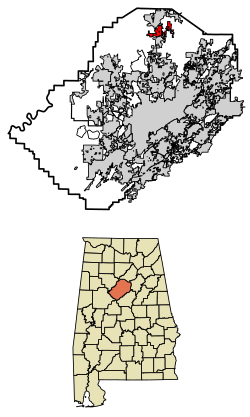 Location of Kimberly in Jefferson County, Alabama.