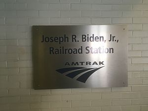 Joseph R Biden Jr Railroad Station Wilmington DE plaque