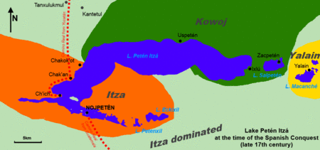 Lake Peten Itza at conquest 1697
