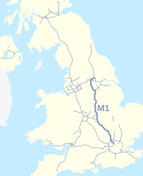 Image M1 Motorway Great Britain Map