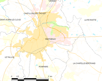 Map of the commune of Parthenay