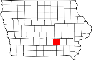 Map of Iowa highlighting Mahaska County