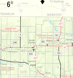 Map of Smith Co, Ks, USA