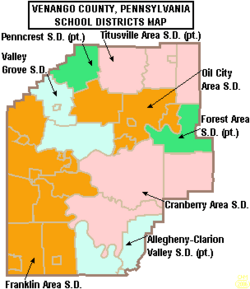 Map of Venango County Pennsylvania School Districts