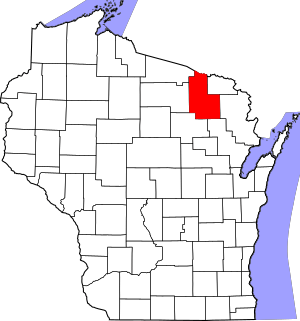 Map of Wisconsin highlighting Forest County