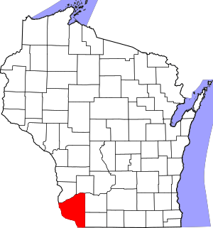 Map of Wisconsin highlighting Grant County
