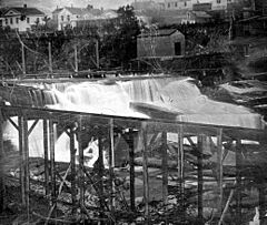 Mid 1850s Daguerreotype of St. Anthony Falls (cropped, grayscale, levels)
