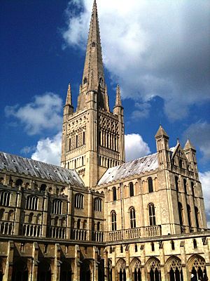 Norwich Cathedral, spire and south transept