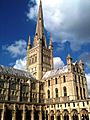 Norwich Cathedral, spire and south transept.jpg