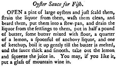 Oyster Sauce in English Art of Cookery, Briggs 1788