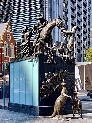 Petrie Tableau sculpture at King George Square, Brisbane, 2020