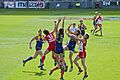 Players fly for the mark, 2005 AFL Grand Final