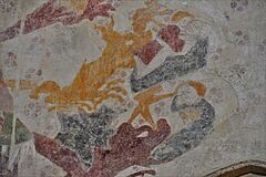Raunds, St. Mary's Church, Celebrated medieval wall painting of 'The Seven Deadly Sins' 4 - geograph.org.uk - 5716234