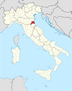 Map with the province of Ravenna in Italy