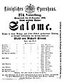 Salome by Richard Strauss playbill of 1905 premiere
