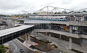 SeaTac light rail station from airport parking garage (2010)