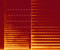 Spectrogram showing shared partials