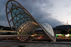 Tbilisi at night, Bridge of Peace, Georgia