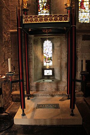 The tomb of St Aidan, St Aidan's Church, Bamburgh