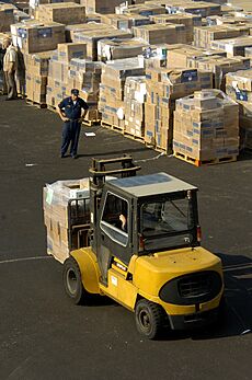 USN sailors at Beirut pier with aid cargo Aug 4 2006