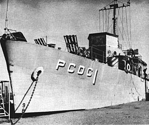USS Pandemonium (PCDC-1) on Trasure Island CA in 1957