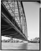 VIEW, LOOKING SOUTHEAST, SHOWING BOTTOM CHORD, FLOOR STRUCTURE, AND WEST WEB DETAIL - Manzanola Bridge, State Highway 207, spanning Arkansas River, Manzanola, Otero County, CO HAER COLO,13-MANZ.V,1-6