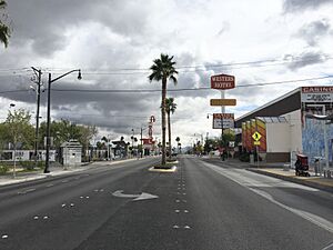 2015-11-04 11 14 37 View south from the north end of Nevada State Route 582 (Fremont Street) in downtown Las Vegas, Nevada