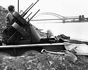 A quad-.50 caliber defends the Remagen bridge