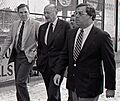 City Councilor Thomas Menino with Mayor Raymond Flynn and New York Mayor Ed Koch in Roslindale (15053348504) (1)