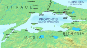 Geophysical map of the Marmara Sea and the surrounding coasts with major settlements