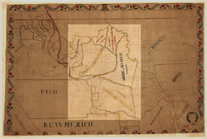 De Smet map of the 1851 Fort Laramie Indian territories (the light area). PNG