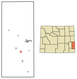Location of Yoder in Goshen County, Wyoming.