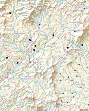 HUC 031300010502 and 504 - Tesnatee Creekf