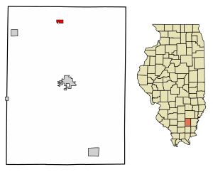 Location of Belle Prairie City in Hamilton County, Illinois.