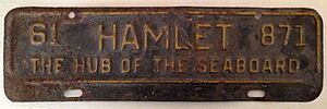 Hamlet North Carolina license plate topper 1961