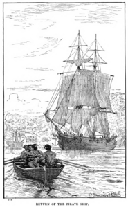 Illustration by C. J Staniland (1838-1916) and J. R. Wells (1849-1897) for The pirate island (1884, Blackie, London) by Harry Collingwood (1843-1922)-by courtesy of the Hathi Trust-page175-Pirate Ship