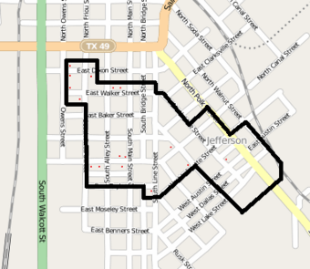 Jefferson Texas Historic District map.png