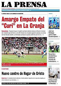 Front page of La Prensa's 9 September 2013 edition.