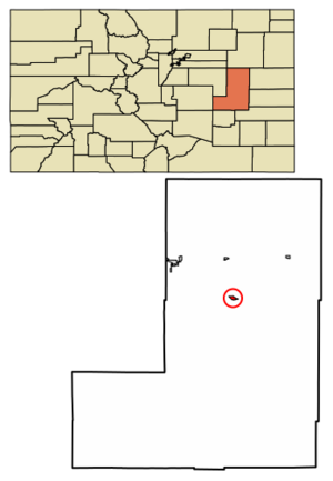 Location within Lincoln County and Colorado
