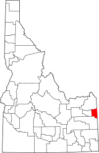Map of Idaho highlighting Teton County