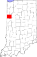 Map of Indiana highlighting Benton County
