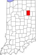 Map of Indiana highlighting Huntington County