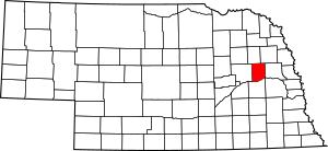 Map of Nebraska highlighting Colfax County