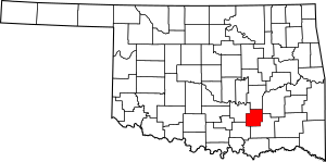Map of Oklahoma highlighting Coal County